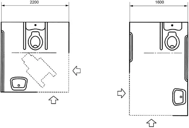 Примеры оборудования поручнями туалетных комнат или кабин ванных и душевых комнат в общественных зданиях и сооружениях