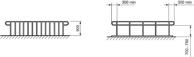 Примеры расположения поручней пандусов