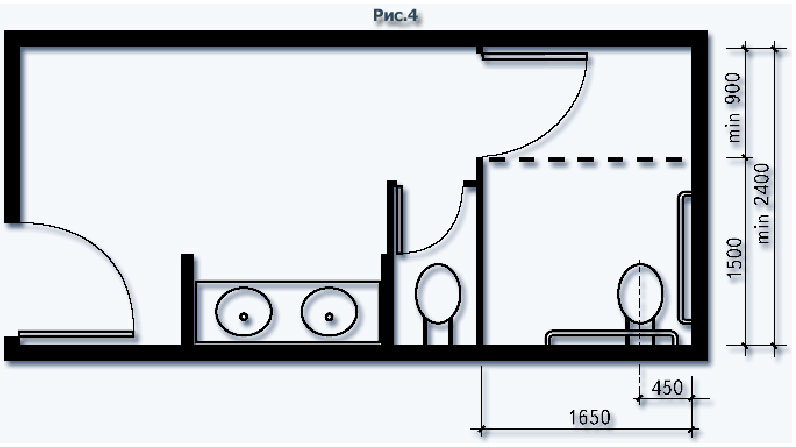 Туалет для инвалидов чертеж