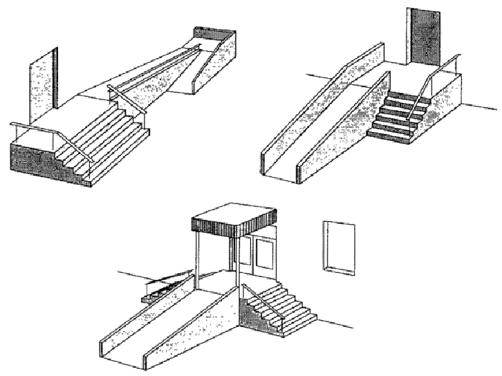 Лестница с пандусом чертеж